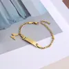 Pulseira de Aço Inoxidável Curva Popular da Moda Transfronteiriça Europeia e Americana Personalizável de Aço Inoxidável para Gravação DIY Joia de Mão para Adultos e Crianças