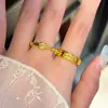 Anillo Pesado Vintage Dorado de Plata de Ley S925 para Mujer, Nicho de Lujo de Gama Alta, Joyería Nueva Única y Versátil