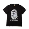 Comércio Exterior Transfronteiriço Marca Japonesa Tendência Camuflagem Cabeça de Macaco Color Blocking Brilha no Escuro Manga Curta Par Casal Solta Camiseta Pe Camiseta Manga Curta