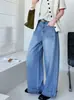 Jeans Laranja Zhi Spring Novo de Cintura Alta com Botão no Bolso Traseiro, Jeans de Perna Larga Emagrecedor Estilo Preguiçoso com Cinto 6062