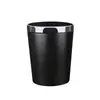 Lixeira de plástico tipo barril em branco Reciclável Lixeira de 12L Doméstica Comercial Anel de pressão Atacado Anel de aço inoxidável