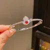 Pulsera Abierta de Cadena con Circonita Bañada en Oro Real Pulsera de Moda Simple Retro Europea y Americana Joyería de Lujo Ligero de Alta Gama para Mujeres