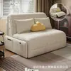 Sofá-cama de armazenamento na cor creme, cama dobrável retrátil multifuncional, uso duplo para sala de estar de apartamento pequeno, cama de tecido tecnológico