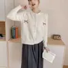 Cardigan de Punto para Mujer, Estilo Suave y Dulce, Diseño que Reduce la Edad, Lazo Decorativo Estereoscópico, Nuevo Estilo Otoño e Invierno Coreano