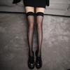 Calcetines rojos hasta la rodilla de seda hilada en núcleo con costura lateral, calcetines de punto hasta la rodilla para niños, calcetines altos hasta el muslo ultrafinos de seda negra sexy