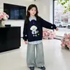 Sudadera para Niñas Otoño Nuevo Estilo Estilo Academia Infantil Diseño Patchwork Manga Larga Linda Elegante Versátil Top Casual