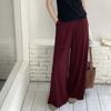 Pantalones Casuales de Lana 100% para Mujer con Cintura Elástica Básica Estilo Old Money, Nueva Moda Simple para Principios de Otoño, Pantalones Largos Rectos de Pierna Ancha