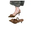 Sandalias de tiras con punta cuadrada y hebilla cuadrada estilo francés para mujer, nuevos mules de tacón alto primavera-verano 2026