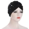 Chapéu Pulôver Plissado Feminino Moda Europeia e Americana Chapéu Indiano Chapéu Turbante com Contas Grande e Pequeno