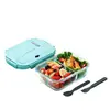 Fiambrera de Vidrio de Borosilicato Alto con Compartimentos, Gran Capacidad, Segura para Microondas y Refrigerador, Contenedor de Almacenamiento Rectangular Resistente a Altas Temperaturas