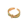 Estilo de Moda y Elegante Transfronterizo, Diseño Liso Calado, Anillo Abierto Unisex de Acero Inoxidable con Circonita y Pedrería Microincrustada