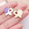 Accesorios para Joyería de Aleación con Goteo de Aceite DIY Pulsera con Colgante de Mariposa Rosa Corazón Cinta Llavero Encanto Concienciación sobre el Cáncer de Mama