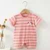 Roupas de Bebê Mais Vendidas Online, Macacão de Algodão de Manga Curta com Degradê de Verão para Meninos e Meninas, Roupa para Engatinhar de Recém-Nascido