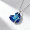 Collar de Corazón Azul Amoroso de Venta Caliente Transfronterizo con Incrustaciones de Cristal para Mujer, Accesorio de Colgante de Moda Europea y Americana, Regalo del Día de San Valentín