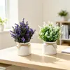 Nueva decoración de planta en maceta de cuerda de cáñamo lavanda de 31 ojos para ambiente de restaurante y bar, flores artificiales y plantas verdes bonsai adorno de escritorio