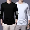 Camiseta masculina de manga comprida, estilo esportivo casual, gola redonda, camiseta de manga comprida estampada, camiseta masculina