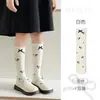 Calcetines de Tobillo de Lunares Florales para Niñas, Estilo Coreano, Calcetines a Cuadros con Lazo de Media Caña, Calcetines Largos Versátiles para Bebés Niñas