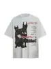 Befearless Retrô Americano Lavado Doberman Gola Redonda Manga Curta Camiseta Masculina e Feminina Marca da Moda Top Solto Verão