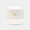 Nuevo Sombrero de Cubo de Algodón Bordado de Corazón de Amor Tendencia Mismo Estilo Sombrero de Pescador para Mujer Sombrero Casual para Exteriores Protección Solar