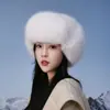 Sombrero Lei Feng Engrosado Cálido a Prueba de Viento para Mujer, Sombrero de Felpa de Piel Sintética, Protector de Orejas para la Nieve, Forro de Lana en Invierno, Hace que la Cara Parezca Más Pequeña