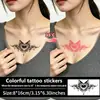 Tatuagens adesivas de cruz de orelha, coração, asas, que mudam de cor com a temperatura, à prova d'água, duradouras, que induzem dopamina, personalizadas, sexy para abdômen e cintura