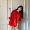 2026 # Foto Real de Camiseta Básica Lisa Simples Estilo Coreano Solta Moda Gola Redonda Manga Curta para Mulheres, Comprimento Médio 65/35