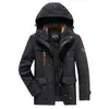 Abrigo acolchado de algodón grueso con forro polar, abrigo informal holgado de invierno para hombre, chaqueta acolchada de algodón con múltiples bolsillos para personas de mediana edad y mayores, abrigo acolchado de algodón de longitud media resistente al frío