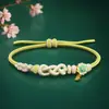 Pulsera de Hilo Rojo Semi-Terminada Tejida a Mano DIY, Adecuada para Ensartar Cuentas de Transferencia Doradas, Flor de Durazno y Cuentas del Año de Nacimiento para Hombres y Mujeres