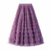 Comercio Exterior Ropa de Mujer 2025 Popular Falda de Mujer Malla Multicapa Empalme Falda de Pastel Falda Línea A Dobladillo Amplio Falda Larga para Mujer