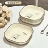 Plato de Huesos de Plástico Color Crema con Forma de Oso y Base de Almacenamiento, Bandeja de Huesos para Mesa de Comedor, Juego de Platos de Postre y Fruta Estilo Japonés para Uso Comercial