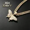 Colgante de cadena de aleación más vendido con diseño de mariposa grande, diseño de lujo de alta gama, collar de diamantes completo, venta al por mayor del fabricante, transfronterizo