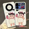 Funda de teléfono para selfie de chica con mascarilla, adecuada para Apple 17 Pro Max, diseño simple de dibujos animados, para Huawei, Xiaomi, Vivo, con ventana de visualización grande