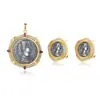 Conjunto de Joias de Moeda Antiga Rainha Romana em Prata de Lei S925 Novo ao Vivo Conjunto de Três Peças com Toque de Alto Padrão Joias de Moeda Europeias e Americanas