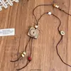 Collar Retro Antiguo de Metal con Lazo Estilo Étnico Bohemio Simple Versátil Largo con Colgante de Anillo 2025