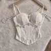 "Princesa Sirena" Top Retro Francés de Encaje de Alta Gama con Perlas y Ballenas
