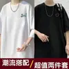 Nova Camiseta de Manga Curta Fofa de Verão para Homens e Mulheres, Blusa de Trabalho Solta Estilo Hong Kong Tendência, Camiseta Básica de Manga Três Quartos