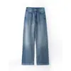 Deconstruccionismo Maison Margiela Mono Algodón Turco Lavado Jeans de Tiro Alto Sencillo para el Trabajo Pantalones Rectos Largos