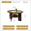 Mesa Redonda Maciza de Madera Vintage Estilo Francés, Mesa de Café de Doble Capa y Mesa Auxiliar para Sala de Estar de Mediados de Siglo, Mesa de Té Pequeña de Diseñador
