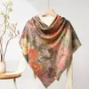 Lenço Quadrado Fino de Seda e Lã para Primavera e Verão o Ano Todo Feminino 200 Xale Étnico Lenço para Ar Condicionado Feminino Customização de Fábrica