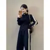 Traje Deportivo de Moda y Estilo para Mujer, Nuevo Estilo Primavera y Otoño, Versión Coreana Holgada, Cintura Alta, Adelgazante, Conjunto Casual de Dos Piezas para Correr