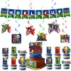 En Stock Nuevo Tema del Mundial Mascota de Fútbol Fiesta de Aficionados Vajilla Fiesta de Cumpleaños Vasos de Papel Servilletas de Papel Platos de Papel