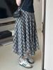 Vestido Largo de Gasa Estilo Dulce y Picante Vintage Verano Romántico Elegante Cuadros Dobladillo Irregular Caída Falda Delgado Versátil