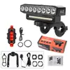 Luz de Bicicleta de Alto Brillo para Rodar de Noche, Estilo Horizontal Abs 8 LEDs Haz Alto y Bajo Luz Frontal con Cob y Bocina