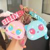 Mini Caricatura Lindo Monedero Bolsa de Almacenamiento para Audífonos Estuche Protector Bolsa de Silicona para Niños Billetera Gatito Color Caramelo