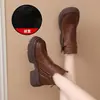 Botines gruesos estilo Martin para mujer, nueva colección otoño/invierno 2026, estilo británico, adecuados para mujeres menudas, retro y versátiles, punta redonda, forrados de peluche, botines cortos