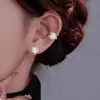 Lindos Pasadores Rosas de Circonita con Orejas de Gato para Mujeres Sin Perforaciones, Diseño de Nicho, Estilo Dulce de Niña, Brazaletes de Oreja Completamente Diamantados con Cabeza de Gato