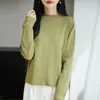 Suéter de Tricô Gola Alta Meia Manga Longa Feminino Algodão Puro Borda Rolada Cor Sólida Loose Camisa Base Top Outono/Inverno 2026