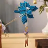 2023 Nuevo Tocados de Novia Estilo Nacional Accesorios de Estilismo Flor de Terciopelo Azul Pasador con Borla Nuevo Estilo Chino Accesorios para el Cabello del Vestido Xiuhe