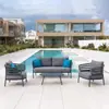 Juego de Sofá y Mesa de Café para Exteriores, Silla de Ratán para Patio Jardín Villa Terraza, Muebles de Ratán Nórdicos para Hotel al Aire Libre