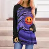 Novas Camisas Casuais Europeias e Americanas Mais Vendidas na Amazon para Mulheres com Estampa Digital 3D Tema Halloween Manga Longa para Mulheres